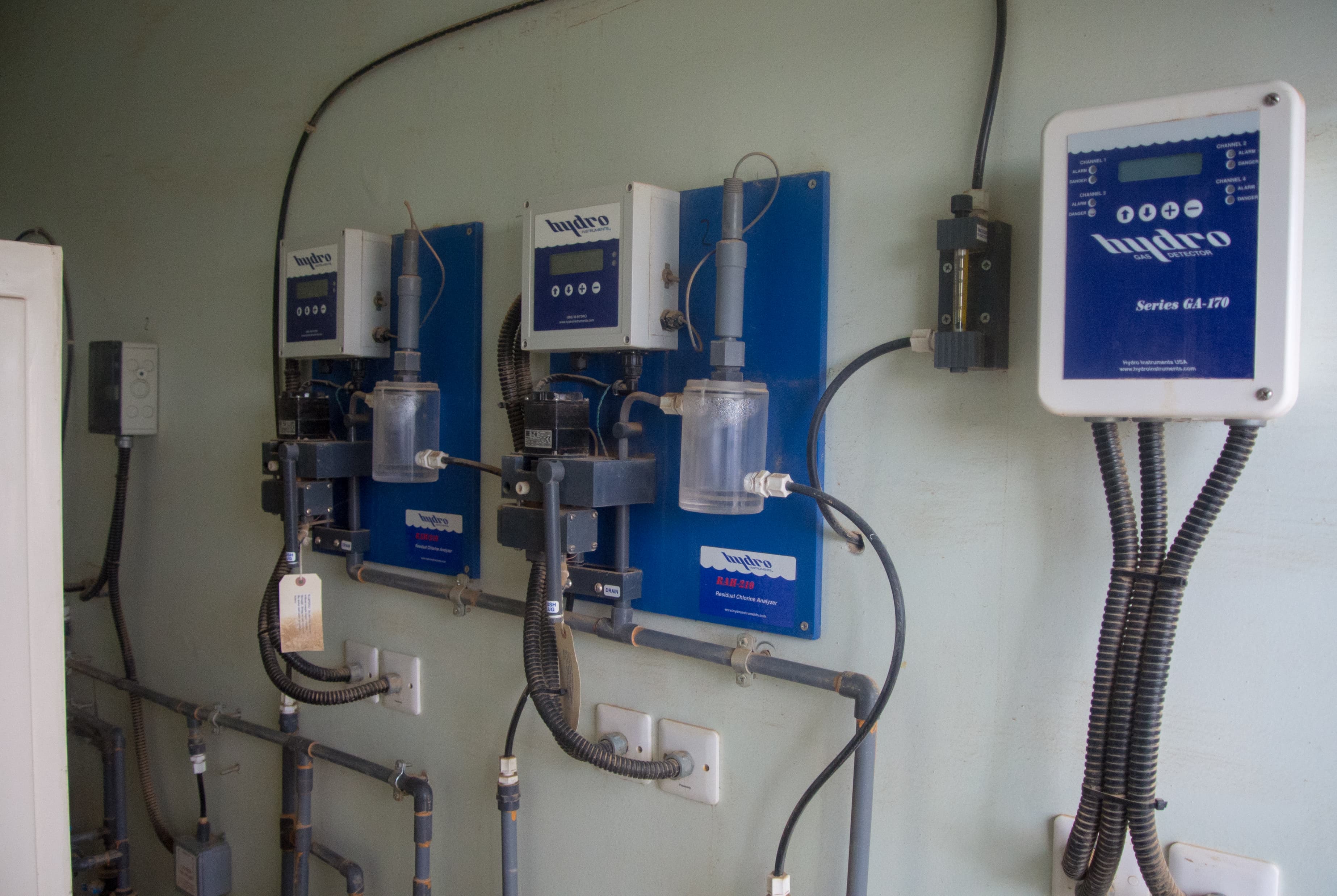 Chlorination dosing system with tanks and control panel