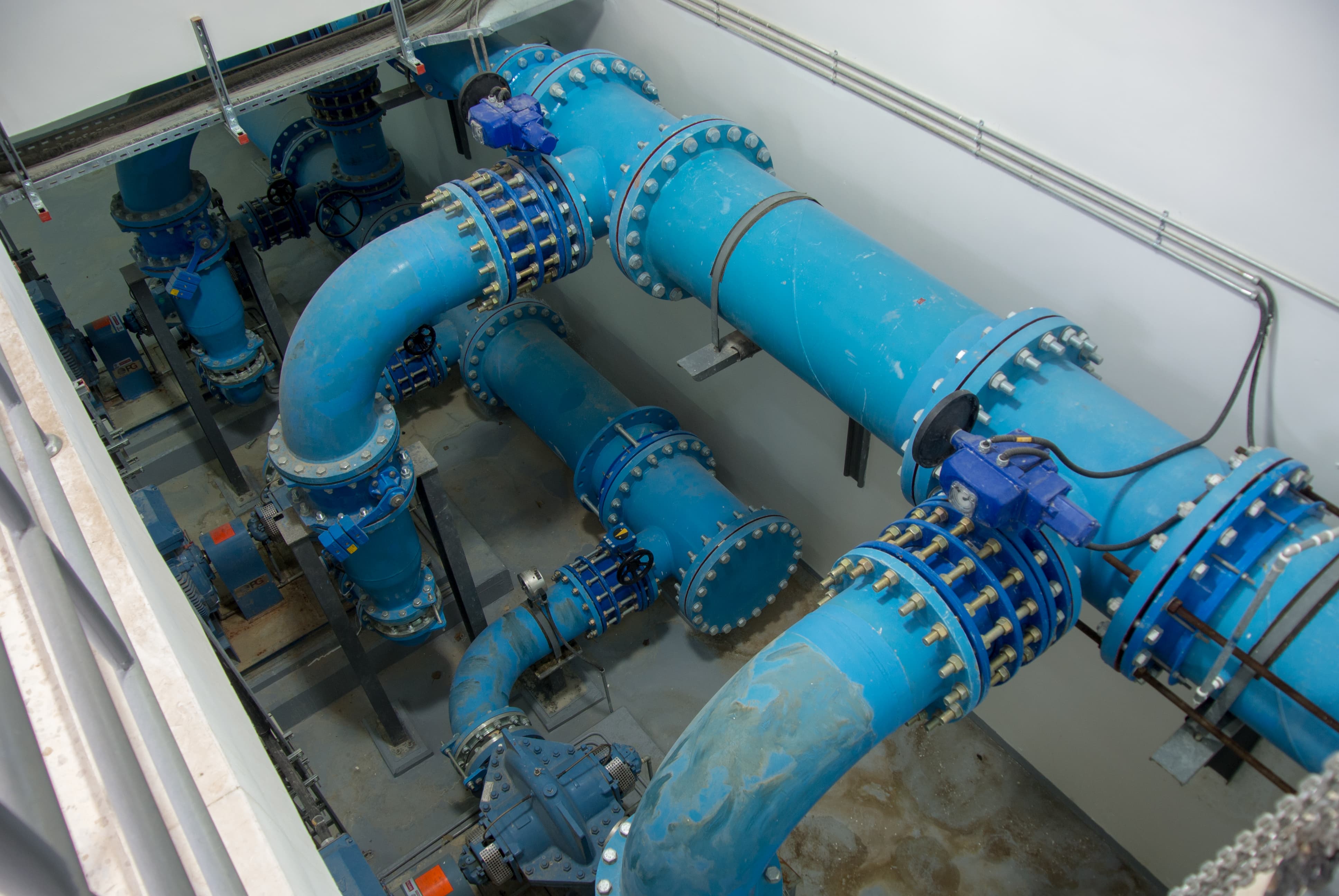 Ductile iron pipes being installed at a construction site